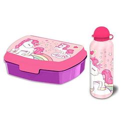 Foto van Unicorn you'sre special lunchbox set voor kinderen - 2-delig - roze - aluminium/kunststof - lunchboxen