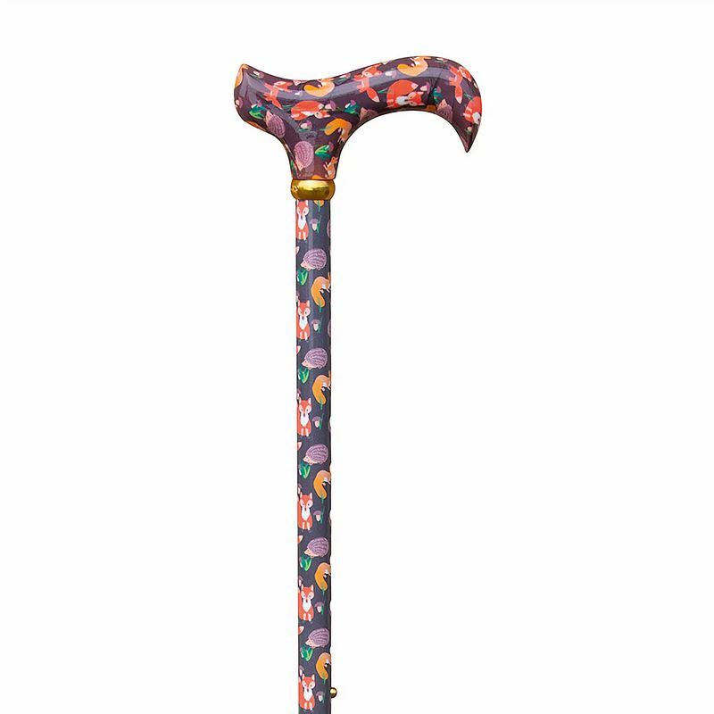 Foto van Classic canes verstelbare wandelstok - boswezens - aluminium - derby handvat - lengte 73 - 95 cm