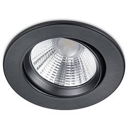 Foto van Led spot - inbouwspot - trion paniro - rond 5w - dimbaar - warm wit 3000k - mat zwart - aluminium - ø80mm