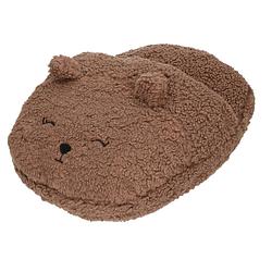 Foto van Grote voetenwarmer pantoffel/slof beer chocolade bruin one size 30 x 27 cm - sloffen - volwassenen