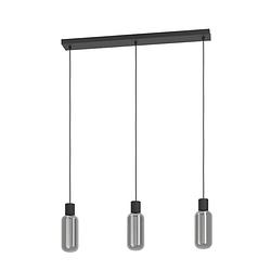 Foto van Eglo majone hanglamp - e27 - smoke glas - 77cm - zwart