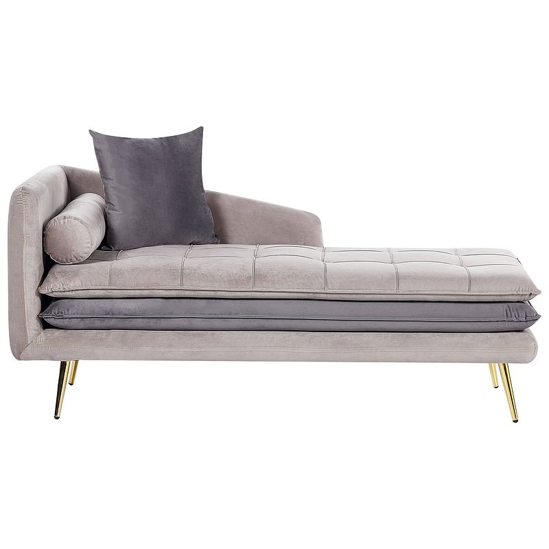 Foto van Beliani gonesse - chaise longue-beige-fluweel