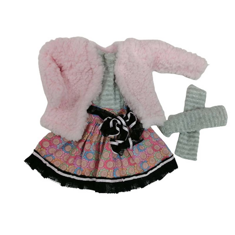 Foto van Berjuan poppenkleding my girl meisjes 35 cm textiel roze/grijs