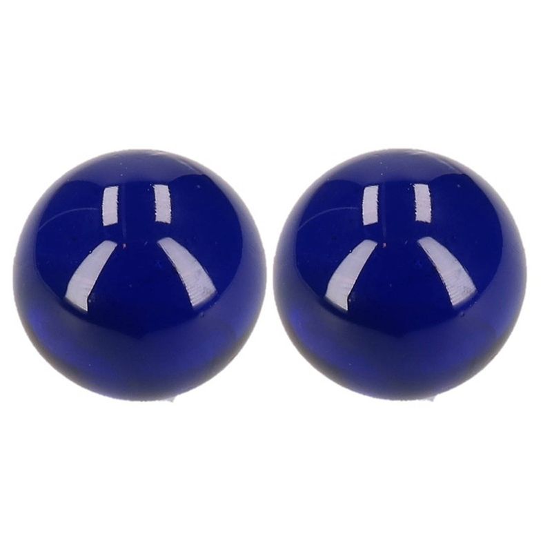 Foto van Glazen knikker donkerblauw 6 cm 2 stuks - knikkers