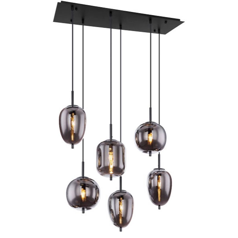 Foto van Industriële hanglamp blacky - l:80cm - e14 - metaal - zwart