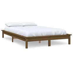 Foto van The living store houten bedframe - 212 x 131.5 x 26 cm - honingbruin