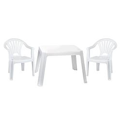 Foto van Kunststof kindertuinset tafel met 2 stoelen wit - kinderstoelen