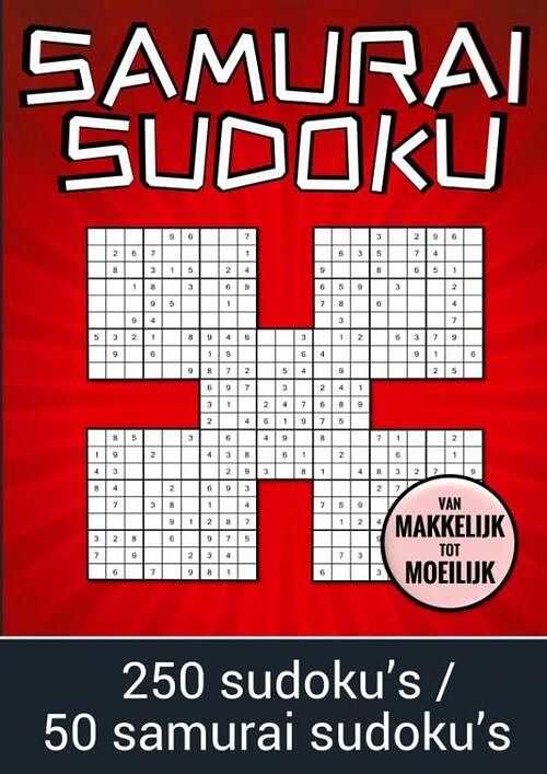 Foto van Samurai sudoku - van makkelijk tot moeilijk - 250 sudoku's / 50 samurai sudoku's - boek cadeau - paperback (9789464659566)