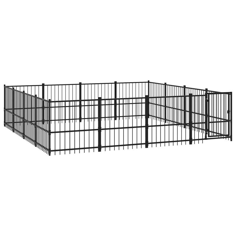 Foto van The living store hondenhok hondenkennel - 388 x 388 x 100 cm - stalen stangen - gepoedercoat staal