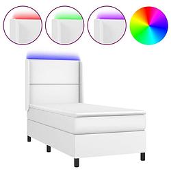 Foto van The living store boxspring - led verlichting - kunstleren bed - pocketvering matras - huidvriendelijk topmatras -