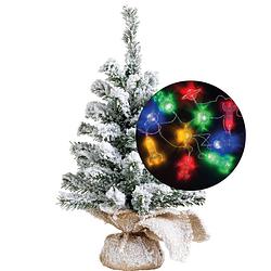 Foto van Kerstboom sneeuw 45 cm - incl. ruimte/space verlichting snoer 165 cm - kunstkerstboom