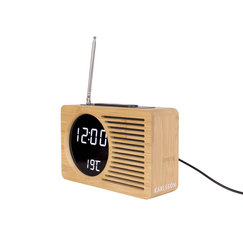 Foto van Karlsson - wekker retro radio bamboo - bamboe