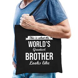 Foto van Worlds greatest brother kado tasje voor broers verjaardag zwart voor heren - feest boodschappentassen