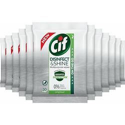 Foto van Cif schoonmaakproduct disinfect & shine multi use voordeelverpakking 12 x 30 pc