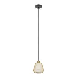 Foto van Eglo ciudadela hanglamp - e27 - ø 18 cm - zwart/goud/wit - staal/textiel