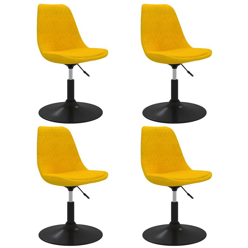 Foto van The living store eetkamerstoelen - fluweel - geel - 49 x 42 cm - draaibaar