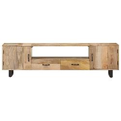 Foto van The living store tv-kast mangohout - stereo - 160 x 30 x 45 cm - natuurlijke afwerking