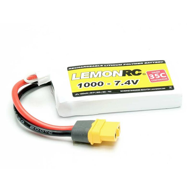 Foto van Lemonrc lipo accupack 7.4 v 1000 mah aantal cellen: 2 35 c softcase xt60