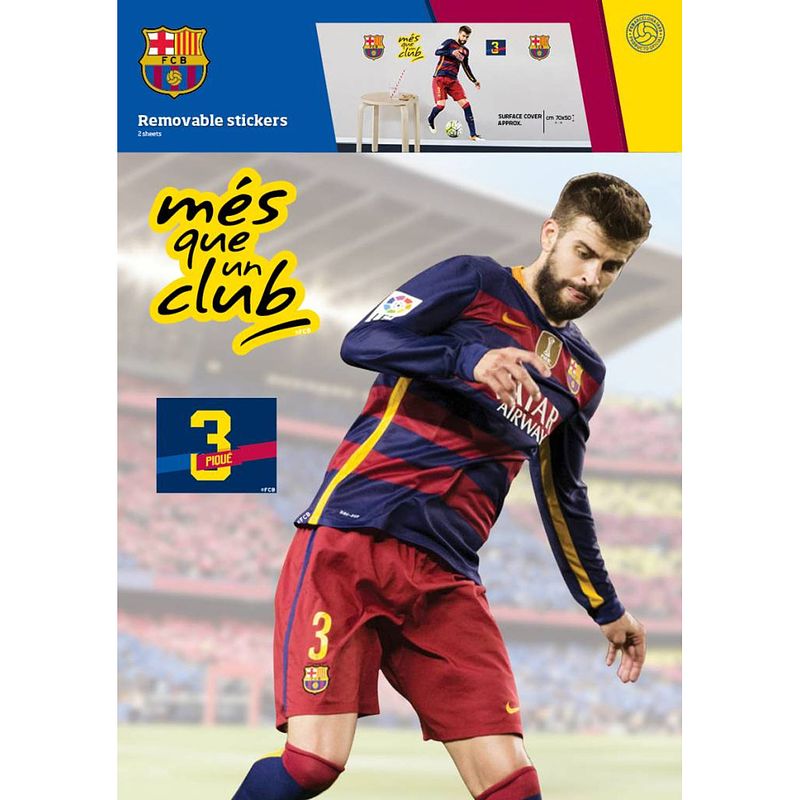 Foto van Fc barcelona pique - muursticker - 70 x 50 cm - multi