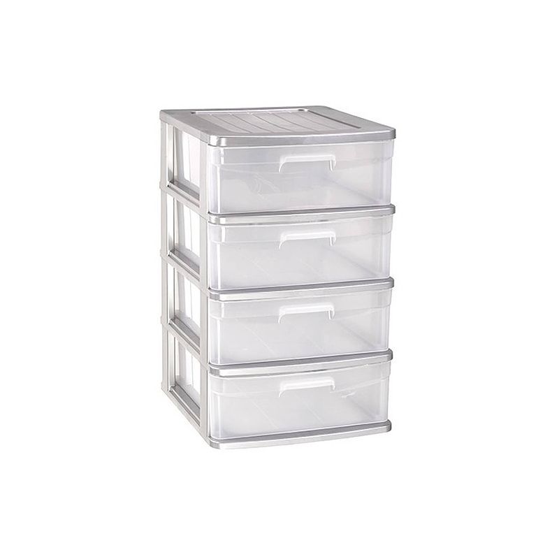 Foto van Ladeblok/bureau organizer met 4x lades grijs/transparant l40 x b39 x h65 cm - ladeblok