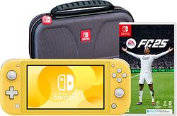 Foto van Nintendo switch lite geel + ea sports fc 25 + bigben beschermtas