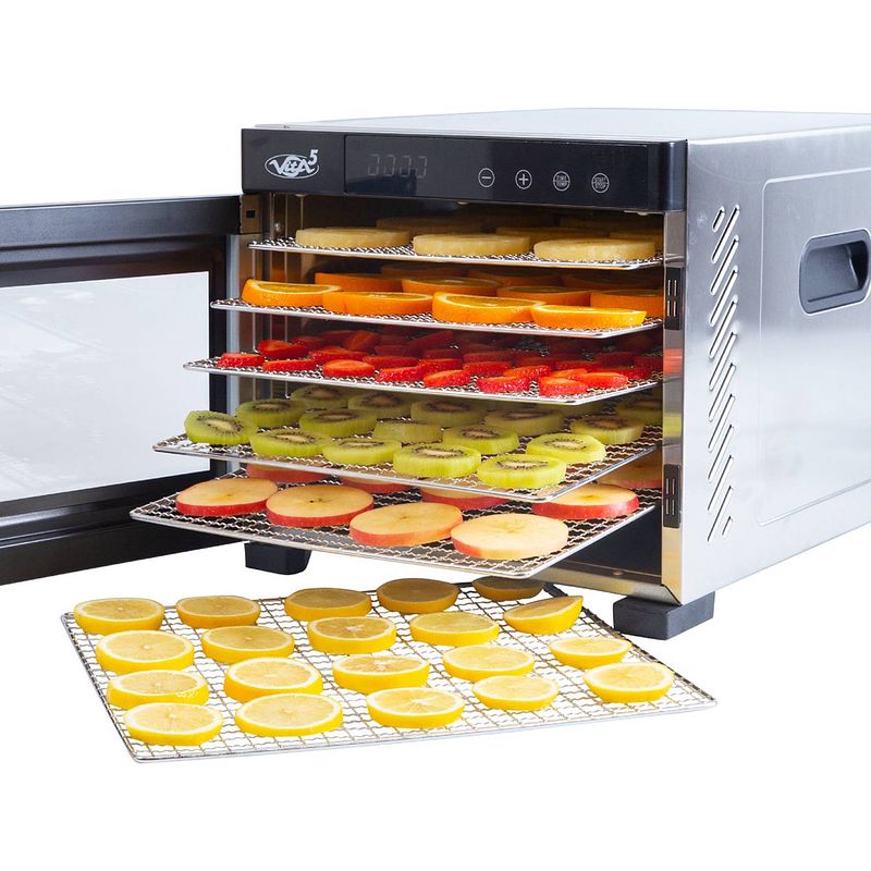 Foto van Vita5 nobel pro 6 voedseldroger - dehydrator 6 laags - droogoven rvs - 24-uurs timer - led-bedieningspaneel - 650 watt