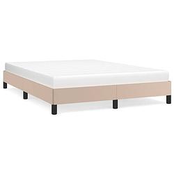 Foto van The living store bedframe - kunstleer - cappuccino - 193 x 143 x 25 cm - inclusief montagehandleiding