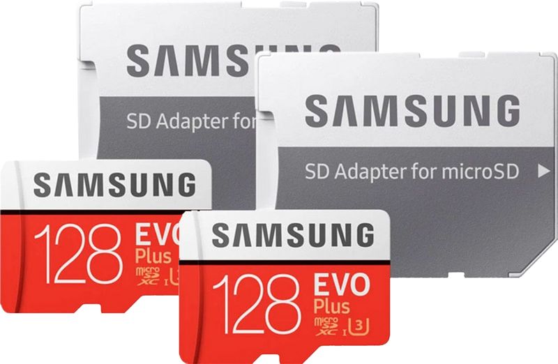 Foto van Samsung microsdxc evo plus 128gb + sd adapter duo pack