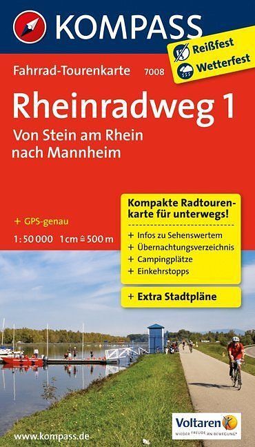 Foto van Kompass ftk7008 rheinradweg 1, von stein am rhein nach mannheim - paperback (9783850267779)