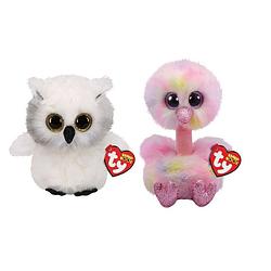 Foto van Ty - knuffel - beanie boo's - ausitin owl & avery ostrich