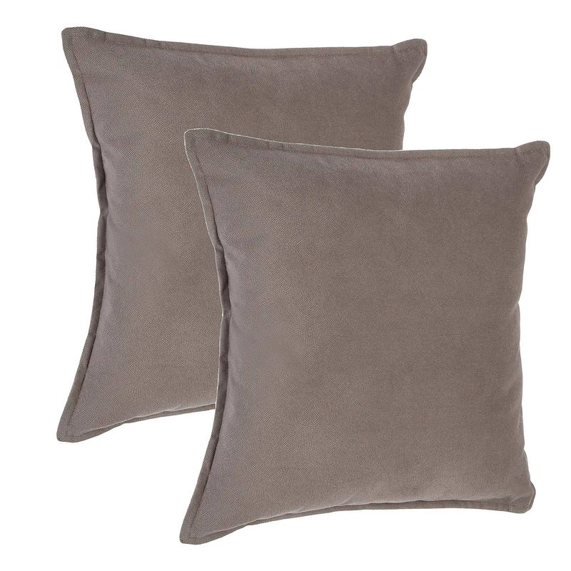 Foto van Atmosphera bank/sierkussens huiskamer sophia - 2x - 45 x 45 cm - taupe - polyester - met rits - sierkussens