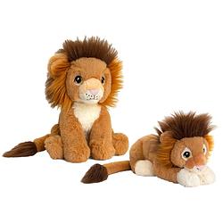 Foto van Keel toys - pluche knuffel dieren set 2x leeuwen 18 en 35 cm - knuffeldier