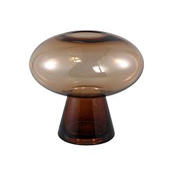 Foto van Ptmd minty brown glass vase round on foot m