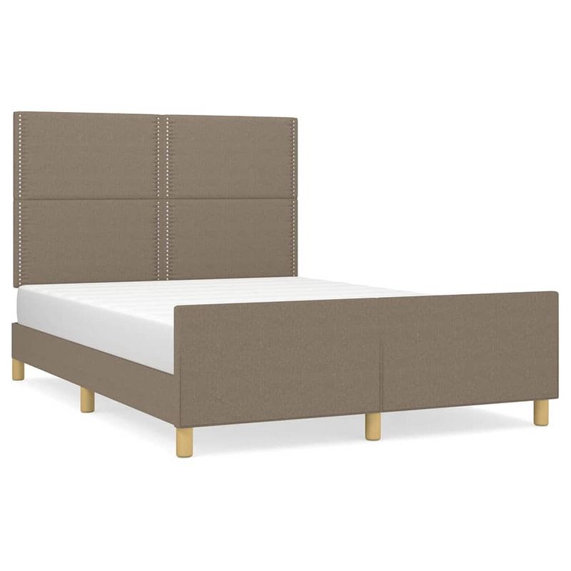 Foto van Vidaxl bedframe met hoofdeinde stof taupe 140x190 cm