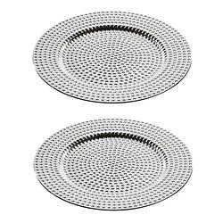 Foto van 2x stuks diner borden/onderborden zilver met steentjes 33 cm - onderborden