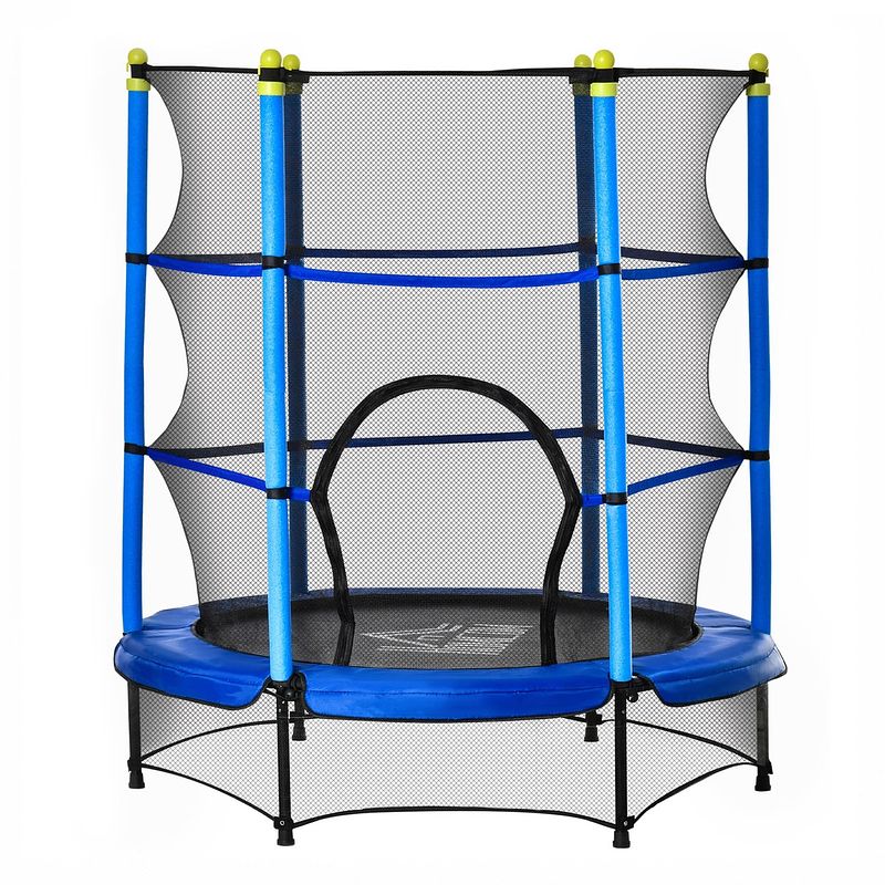 Foto van Kindertrampoline met veiligheidsnet - trampoline - speelgoed - blauw - ø140 cm