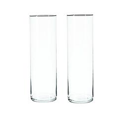 Foto van 2x bloemenvaas cilinder vorm van transparant glas 40 x 15 cm - vazen