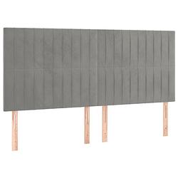 Foto van The living store hoofdbord - 160 x 5 x 118/128 cm - lichtgrijs fluweel