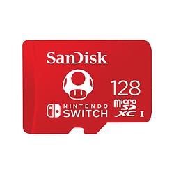 Foto van Sandisk microsdxc extreme gaming 128gb 100mb / 90mb nintendo licensed micro sd-kaart rood