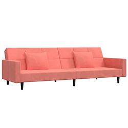 Foto van The living store slaapbank fluweel - roze 220x84.5x69 cm - multifunctionele bedbank