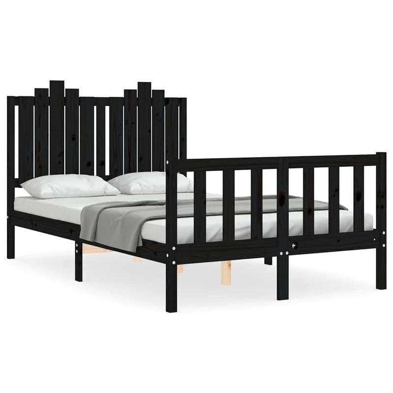 Foto van The living store bedframe - massief grenenhout - 205.5 x 125.5 x 110 cm - zwart