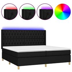 Foto van Vidaxl boxspring met matras en led stof zwart 200x200 cm