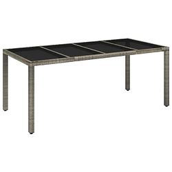 Foto van Vidaxl tuintafel met glazen blad 190x90x75 cm poly rattan grijs