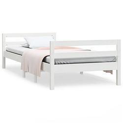 Foto van The living store bedframe - massief grenenhout - wit - 195.5 x 95.5 x 52.5 cm - geschikt voor 90 x 190 cm matras