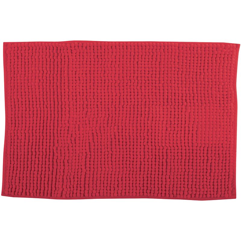 Foto van Msv badkamerkleed/badmat voor op de vloer - rood - 40 x 60 cm - microvezel - badmatjes