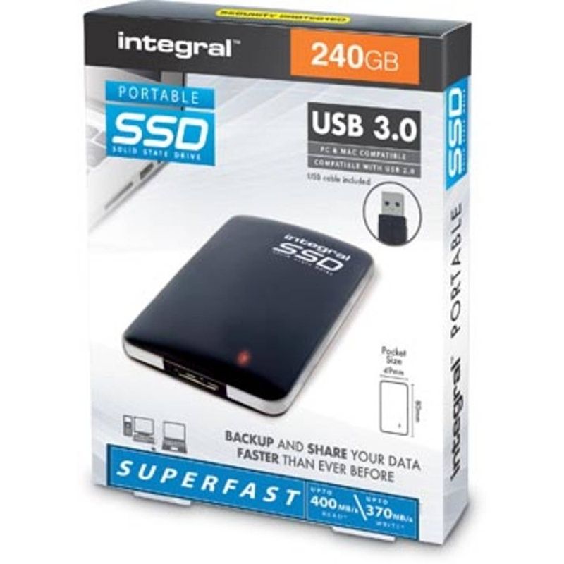 Foto van Integral draagbare ssd harde schijf, 240 gb, zwart