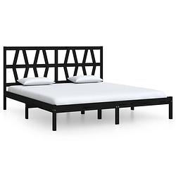 Foto van The living store massief grenen bedframe - 180 x 200 cm - zwarte kleur