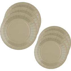 Foto van Feest/verjaardag bordjes set - 20x stuks - taupe - 17 cm en 22 cm - feestbordjes