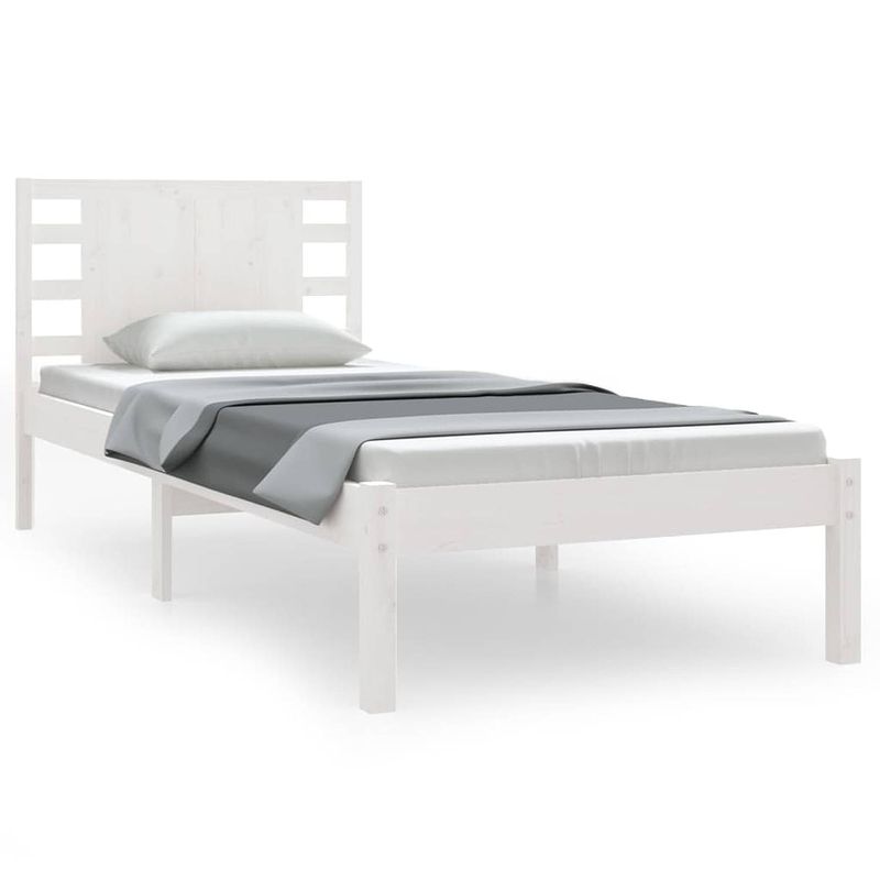 Foto van The living store klassiek houten bedframe - 205.5 x 96 x 100 cm - wit - massief grenenhout