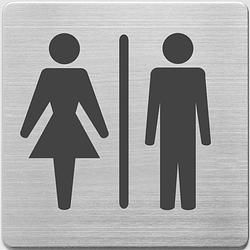 Foto van Pictogram alco rvs 90x90x1mm - wc dames en heren -